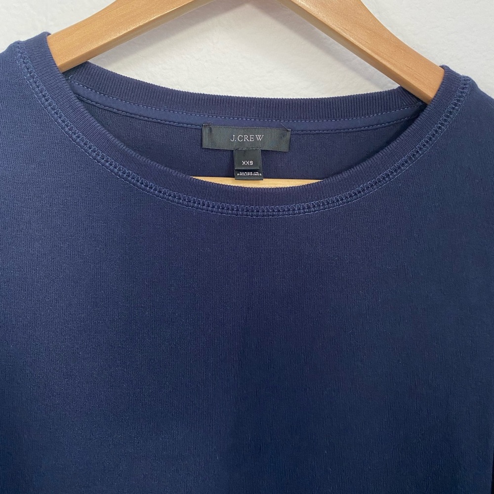 J. Crew • Navy Blue Tie Bell Shaped Long Sleeve Knit Blouse Top - Picture 4 of 16